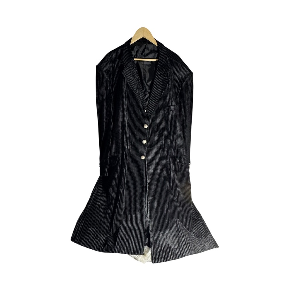 IL Canto Black Polyester/Rayon Textured Lightweight Long Coat Sz 50/US XXL‎